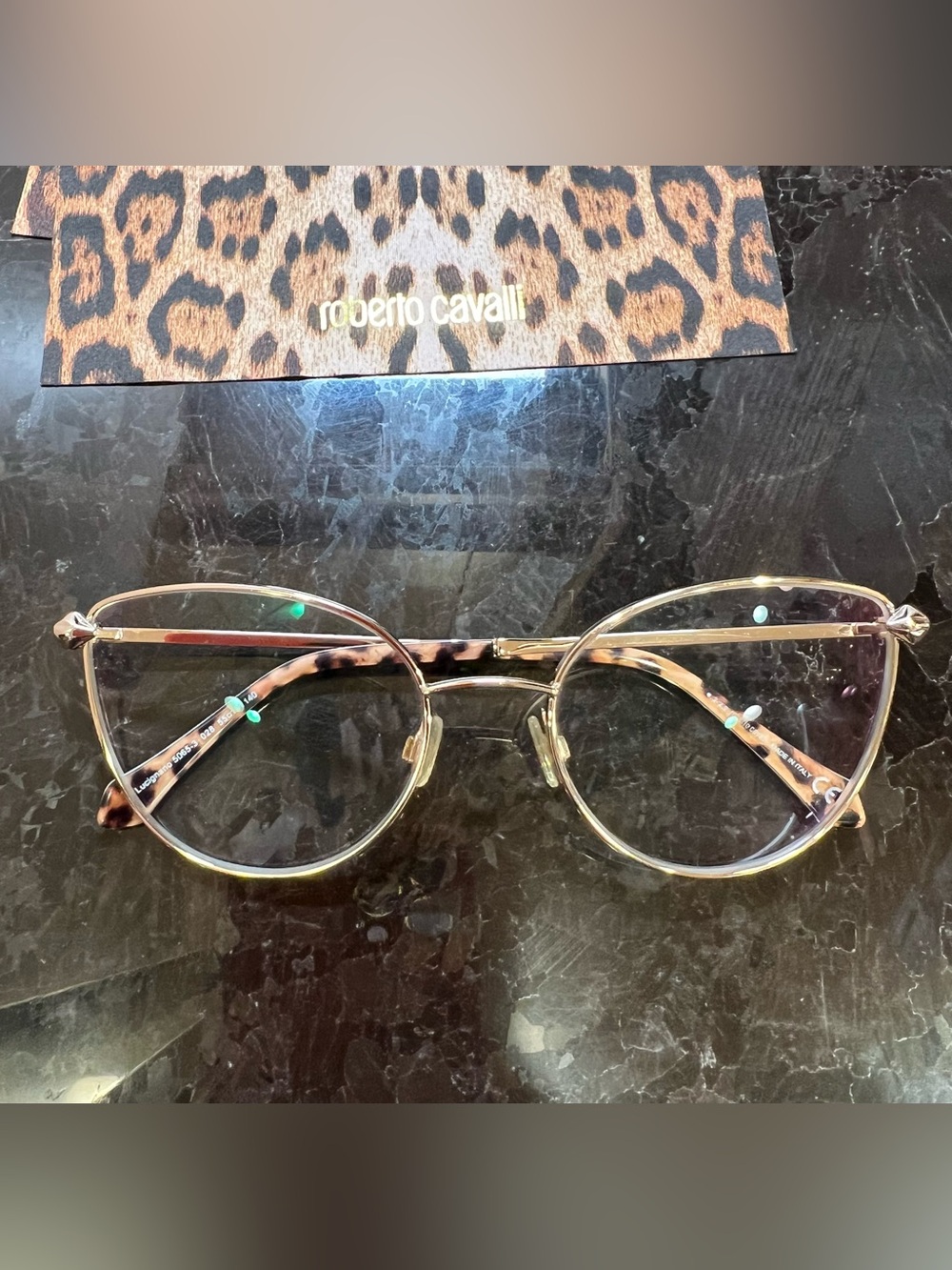 Roberto Cavalli LUCIGNANO RC5065 028 Light Rose Gold Cat Eye Glasses Frames Case